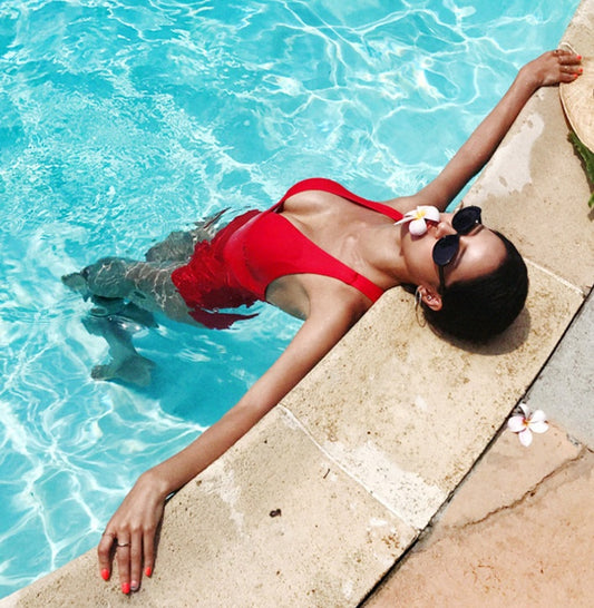 One-piece chinlon swimsuit