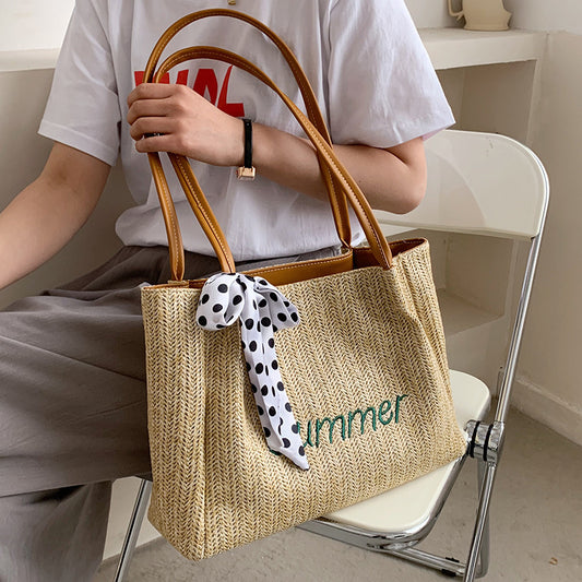 Fashion Large-Capacity Shoulder Bag Wild Straw Beach Tote Bag