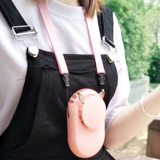 Handheld charging portable hanging neck fan