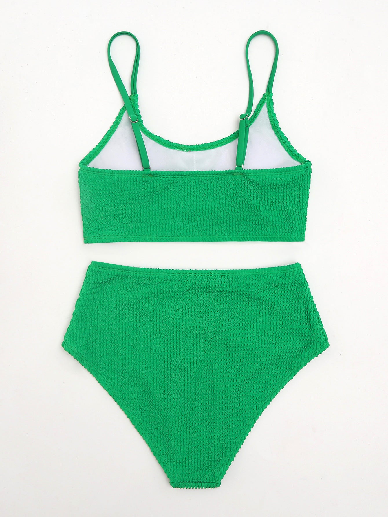 Solid Color Snake Cloth High Waist Bikini Swimsuit