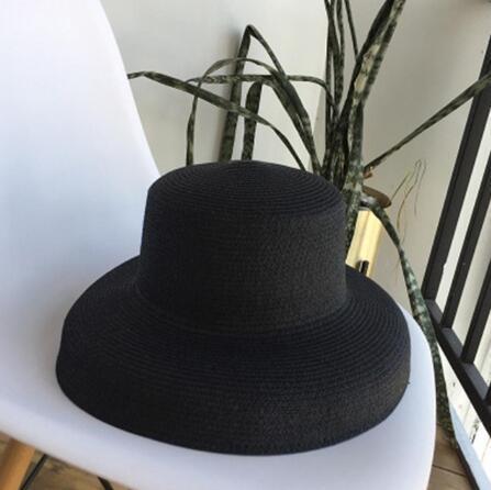 Hepburn Style Retro Lampshade Straw Hat Foldable