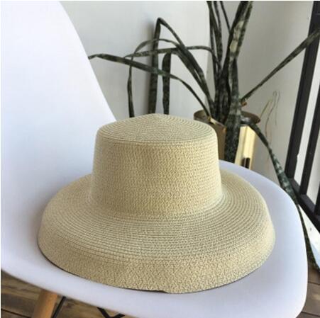 Hepburn Style Retro Lampshade Straw Hat Foldable