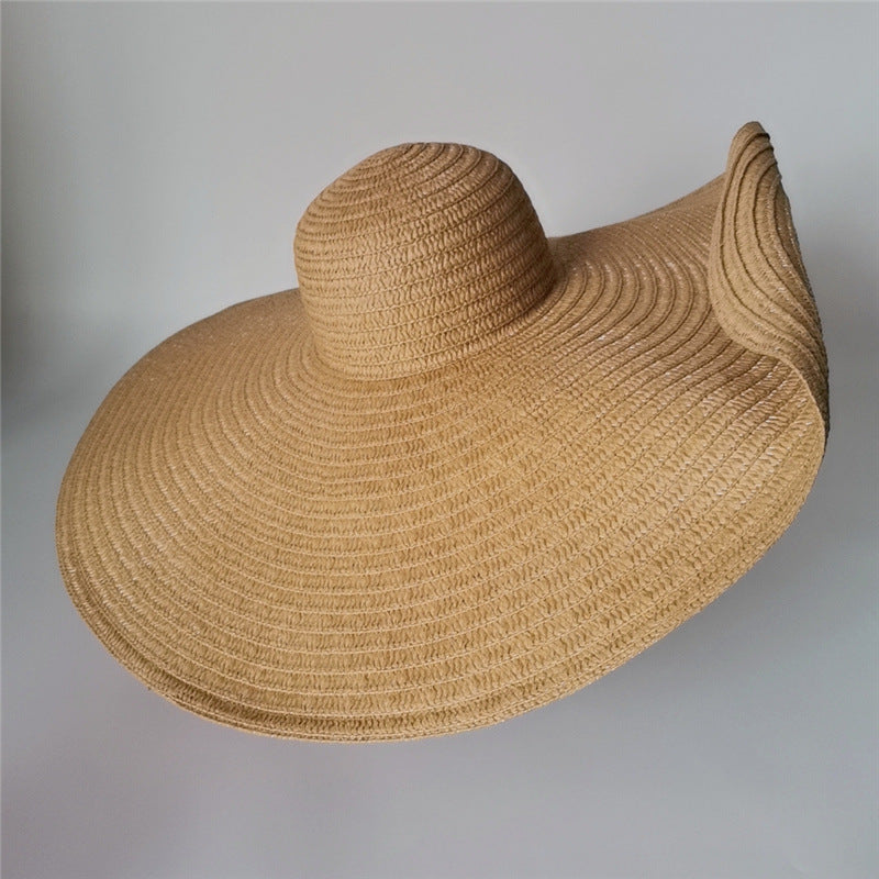 Super Large Brim Straw Hat Female Foldable Beach Hat