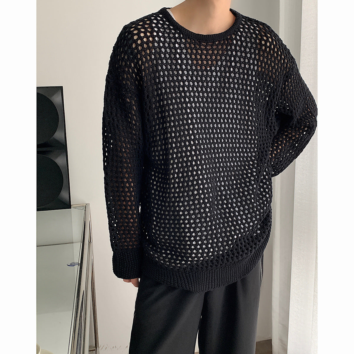 Lazy Breeze Hollow Knit Blouse