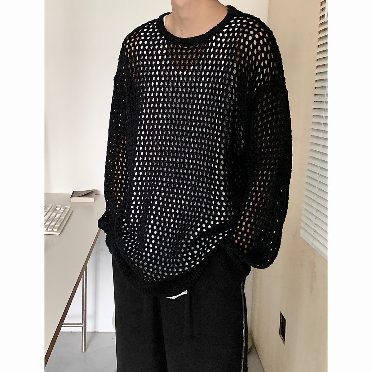 Lazy Breeze Hollow Knit Blouse