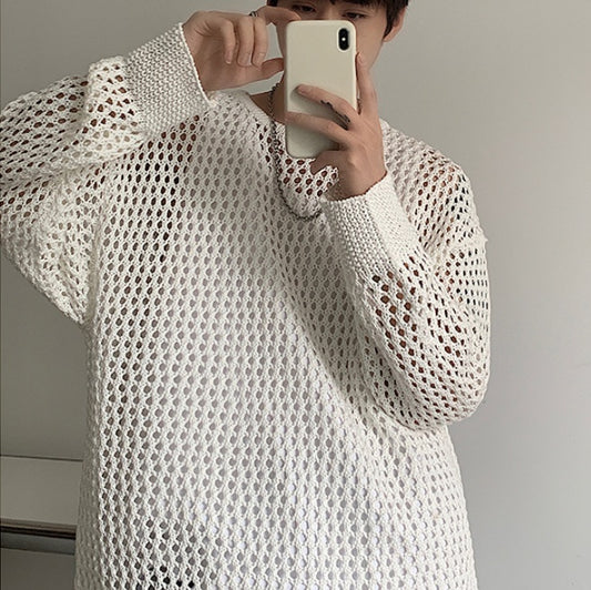 Lazy Breeze Hollow Knit Blouse