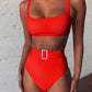 Solid color high waist sexy imitation diamond bikini