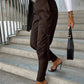Fashion Slim-fitting Leather Trousers Women Waist-cinching Zipper Design Pants With Pockets