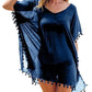 Fringed Ball Beach Blouse