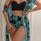 Women's Maple Leaf Printed High Waist Mesh Bikini Suit