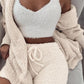 3pcs Womens Clothing Long Sleeve Crop Tank Top And Drawstring Shorts Pajama Set