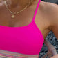 Split Triangle High Waist Pure Color Strap Bikini