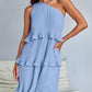 Casual Women's One Off-Shoulder Layered Stitching Hem Dress Simple Solid Color Dress Summer Street High Waist Comfortable Dresses
