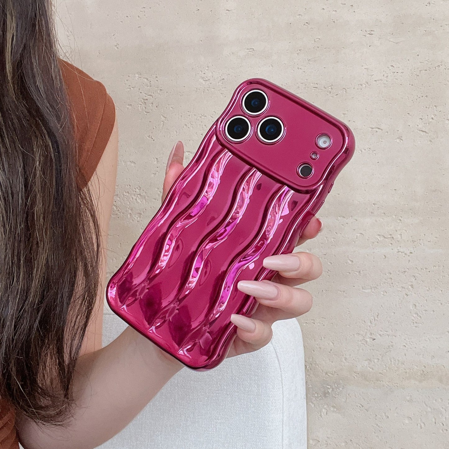 Solid Color Plating Advanced Sense Stripe Phone Case