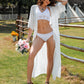 Women's Sexy Hand Crochet Hollow Perspective Loose Beach Bikini Blouse