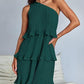 Casual Women's One Off-Shoulder Layered Stitching Hem Dress Simple Solid Color Dress Summer Street High Waist Comfortable Dresses