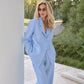 High Waisted Straight Leg Pants Two-piece Set For Women