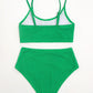 Solid Color Snake Cloth High Waist Bikini Swimsuit