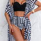 Women's Maple Leaf Printed High Waist Mesh Bikini Suit