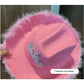 Western Denim Big Brim Sun-proof Rhinestone Crown Fedora Hat