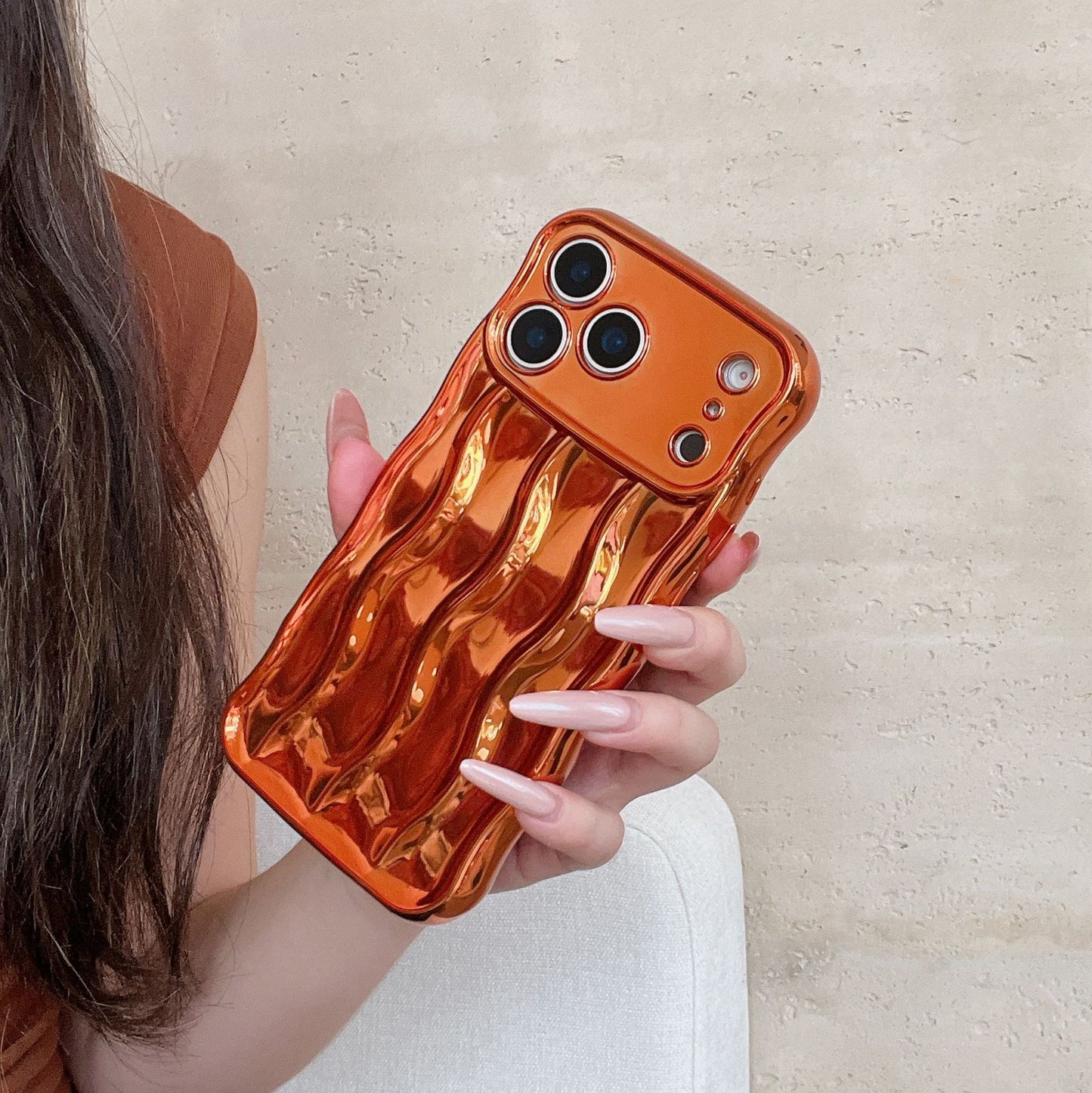 Solid Color Plating Advanced Sense Stripe Phone Case