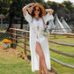 Women's Sexy Hand Crochet Hollow Perspective Loose Beach Bikini Blouse
