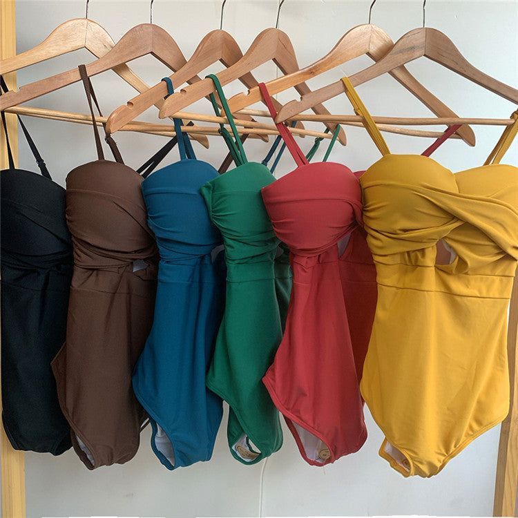 Small Chest Push Up Spaghetti Straps One-piece Swimsuit
