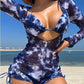 New Printed Tie-dyed Bikini Three-piece Set