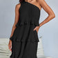 Casual Women's One Off-Shoulder Layered Stitching Hem Dress Simple Solid Color Dress Summer Street High Waist Comfortable Dresses