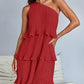 Casual Women's One Off-Shoulder Layered Stitching Hem Dress Simple Solid Color Dress Summer Street High Waist Comfortable Dresses