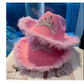 Western Denim Big Brim Sun-proof Rhinestone Crown Fedora Hat