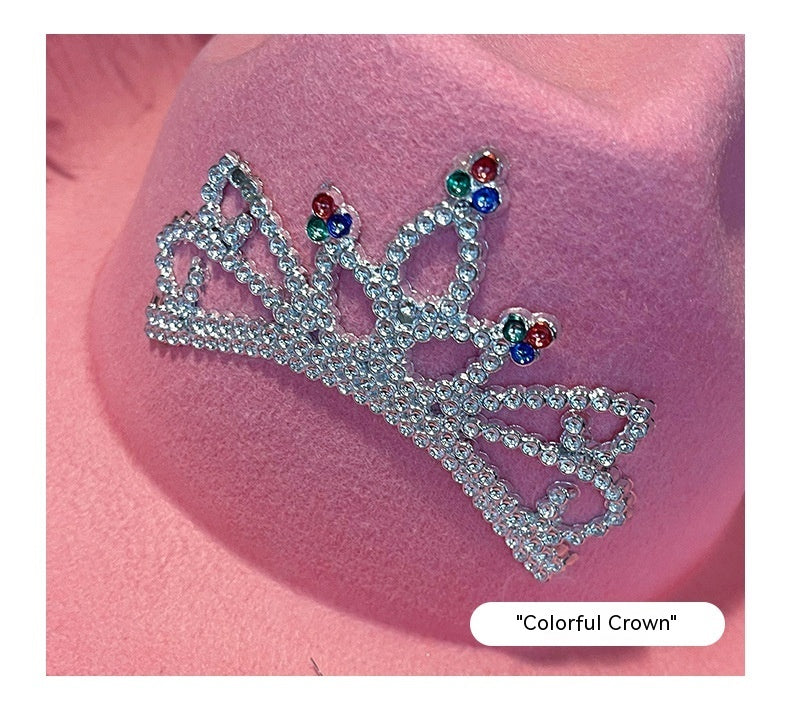 Western Denim Big Brim Sun-proof Rhinestone Crown Fedora Hat