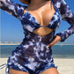 New Printed Tie-dyed Bikini Three-piece Set