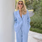 High Waisted Straight Leg Pants Two-piece Set For Women