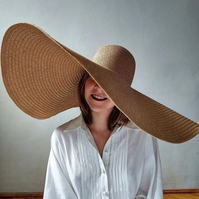 Super Large Brim Straw Hat Female Foldable Beach Hat