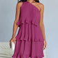 Casual Women's One Off-Shoulder Layered Stitching Hem Dress Simple Solid Color Dress Summer Street High Waist Comfortable Dresses