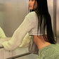 New Hollow Out Short Knit Blouse Top