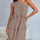 Casual Women's One Off-Shoulder Layered Stitching Hem Dress Simple Solid Color Dress Summer Street High Waist Comfortable Dresses