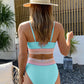Split Triangle High Waist Pure Color Strap Bikini